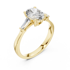 Oval Baguette Three Stone Ring