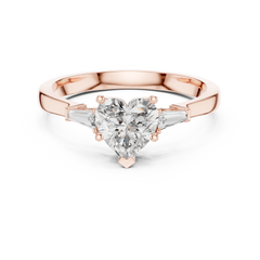 Heart Baguette Three Stone Ring