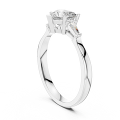 Heart Baguette Three Stone Ring