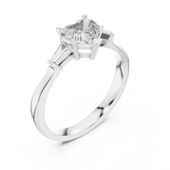 Heart Baguette Three Stone Ring