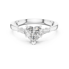 Heart Baguette Three Stone Ring