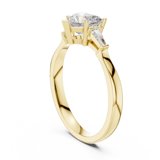 Heart Baguette Three Stone Ring