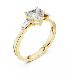 Heart Baguette Three Stone Ring