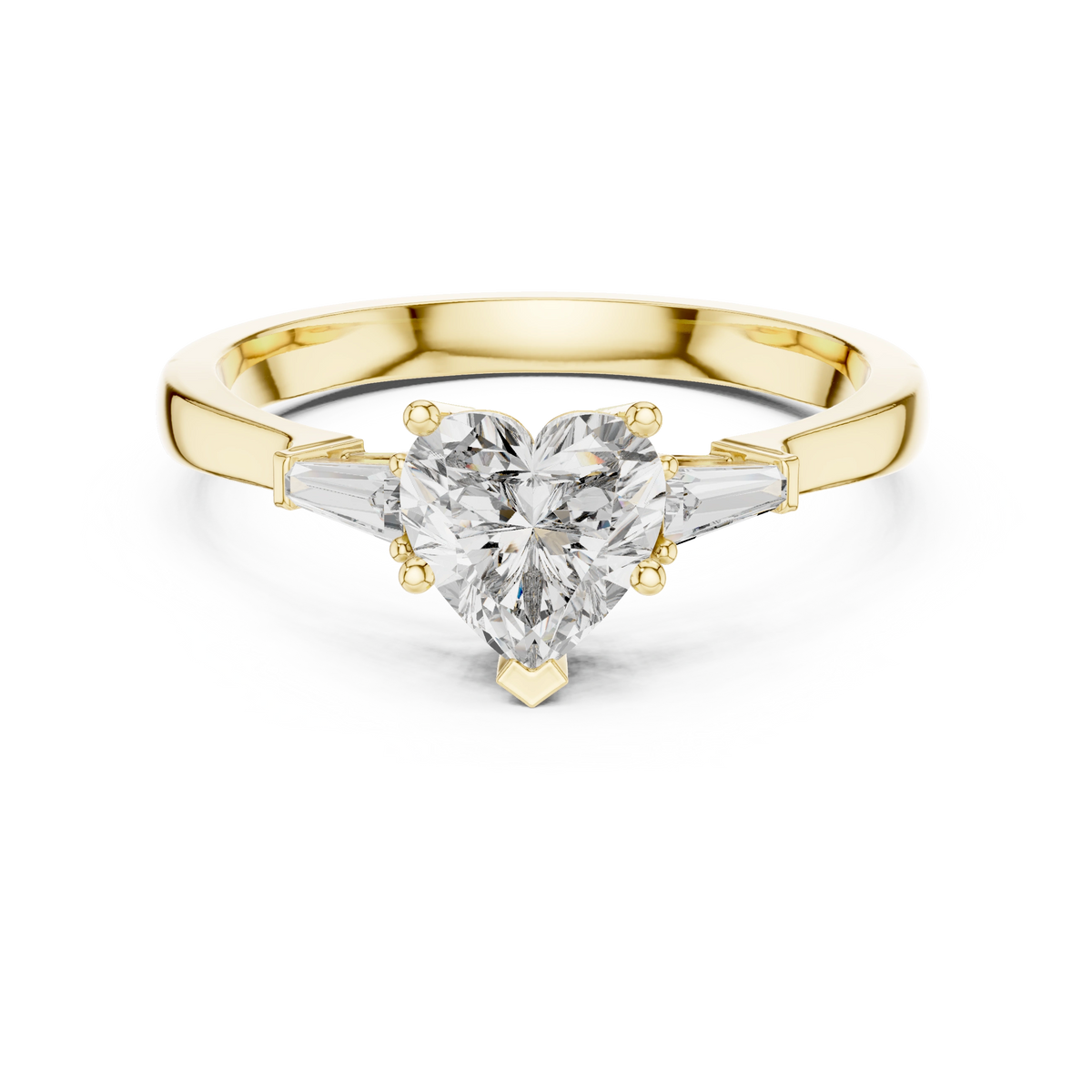 Heart Baguette Three Stone Ring