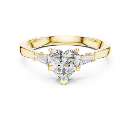 Heart Baguette Three Stone Ring