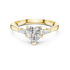Heart Baguette Three Stone Ring