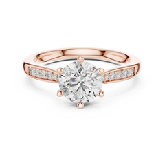 Round Six Prong Pavé Ring