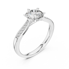 Round Six Prong Pavé Ring