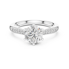 Round Six Prong Pavé Ring