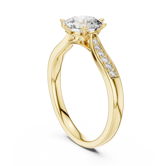 Round Six Prong Pavé Ring