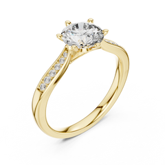Round Six Prong Pavé Ring