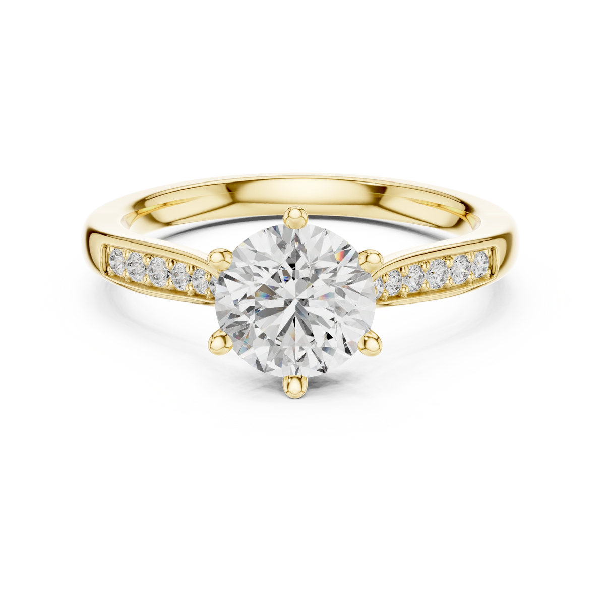 Round Six Prong Pavé Ring