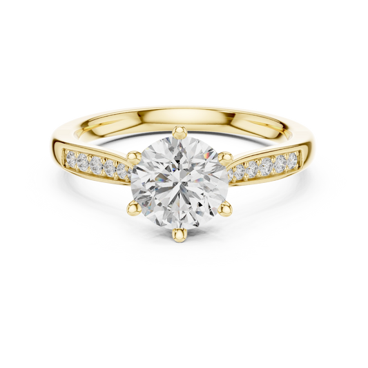 Round Six Prong Pavé Ring