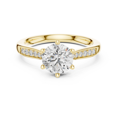 Round Six Prong Pavé Ring