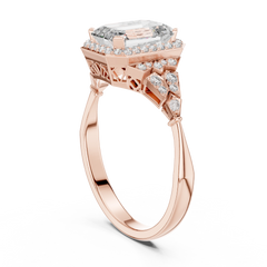 Emerald Art Deco Halo Ring