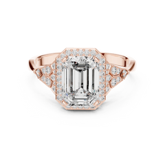 Emerald Art Deco Halo Ring