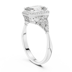 Emerald Art Deco Halo Ring