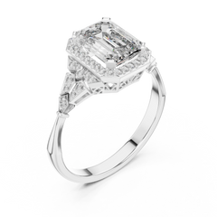 Emerald Art Deco Halo Ring