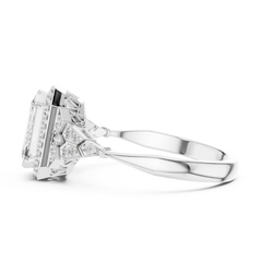 Emerald Art Deco Halo Ring