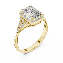 Emerald Art Deco Halo Ring