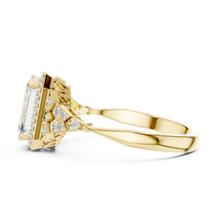 Emerald Art Deco Halo Ring