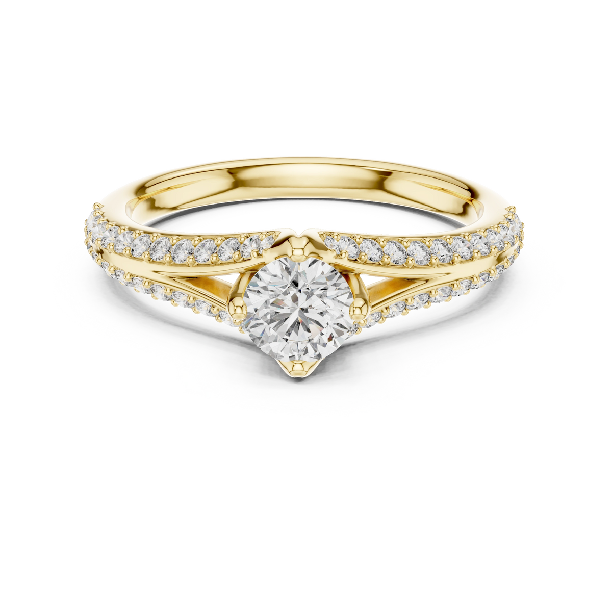 Round Brilliant Split Shank Ring