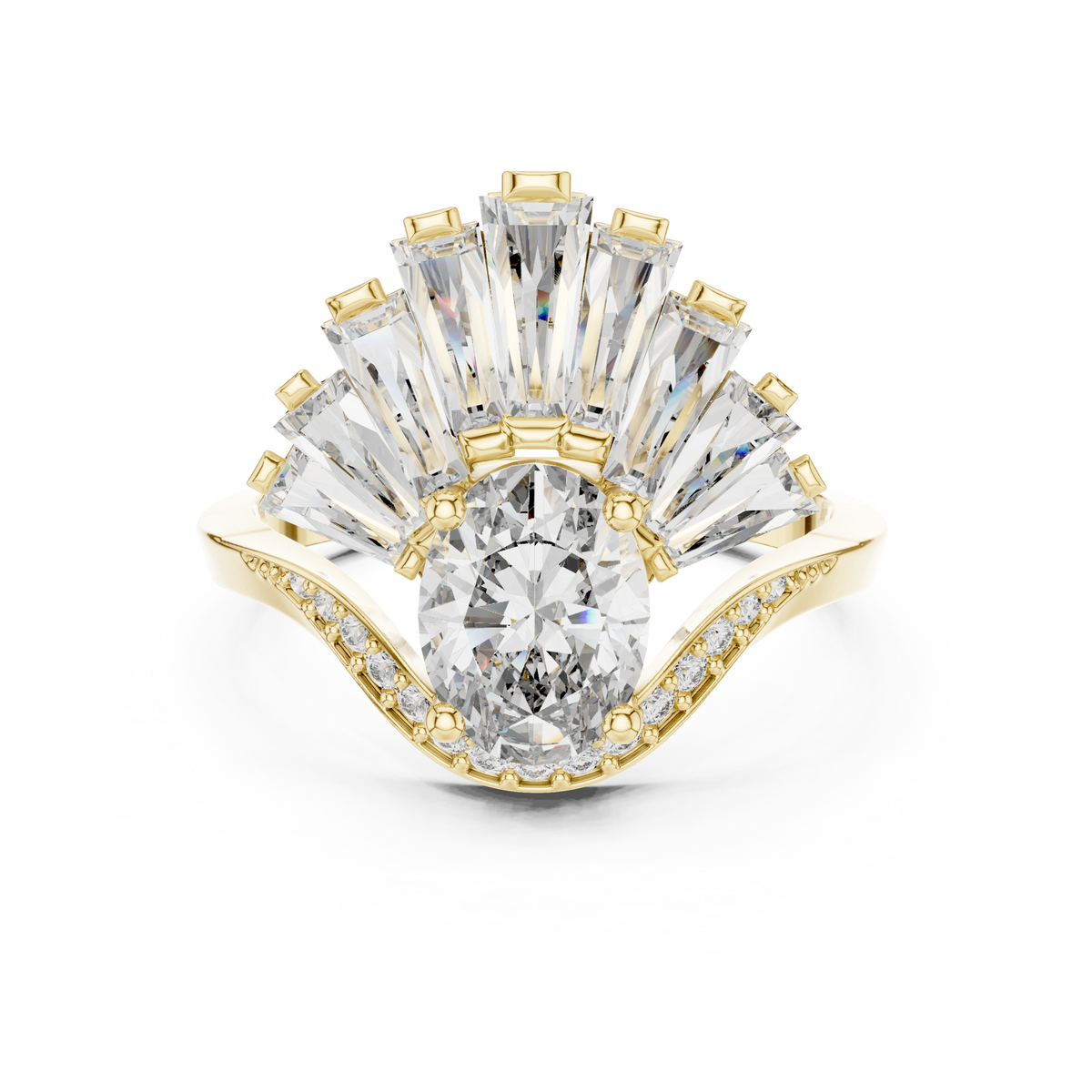 Oval Radiant Sunburst Tiara Ring