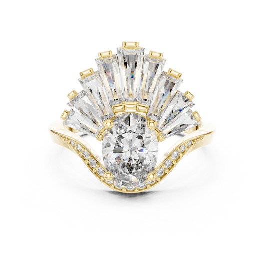 Oval Radiant Sunburst Tiara Ring
