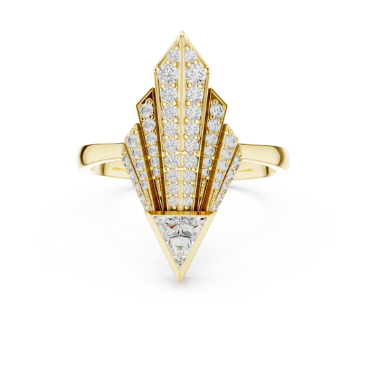 Trillion Art Deco Fan Ring
