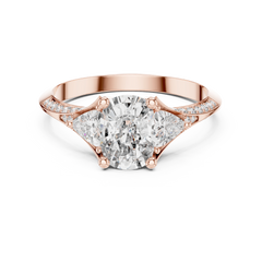 Oval Trillion Chevron Ring