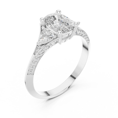 Oval Trillion Chevron Ring