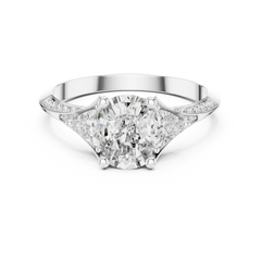 Oval Trillion Chevron Ring