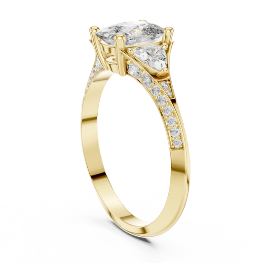 Oval Trillion Chevron Ring