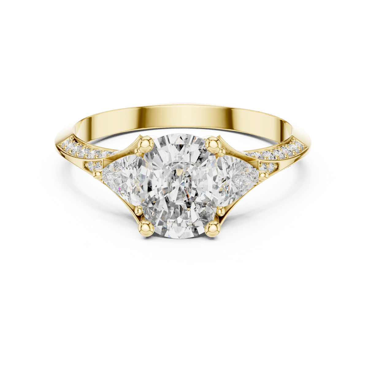 Oval Trillion Chevron Ring