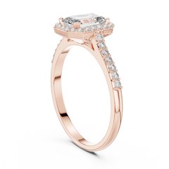 Emerald Radiant Halo Pavé Ring