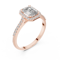 Emerald Radiant Halo Pavé Ring