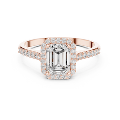 Emerald Radiant Halo Pavé Ring