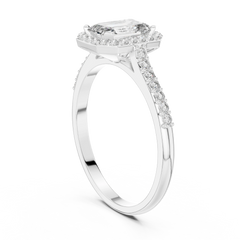 Emerald Radiant Halo Pavé Ring
