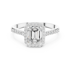 Emerald Radiant Halo Pavé Ring