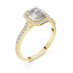 Emerald Radiant Halo Pavé Ring
