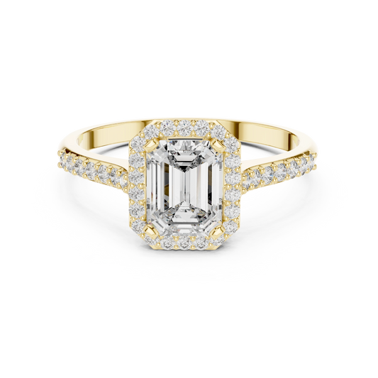 Emerald Radiant Halo Pavé Ring