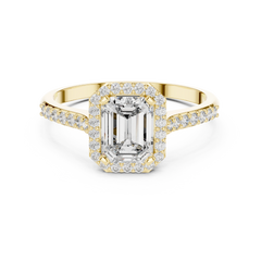 Emerald Radiant Halo Pavé Ring