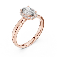 Oval Solitaire Halo Ring