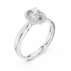 Oval Solitaire Halo Ring