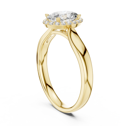 Oval Solitaire Halo Ring