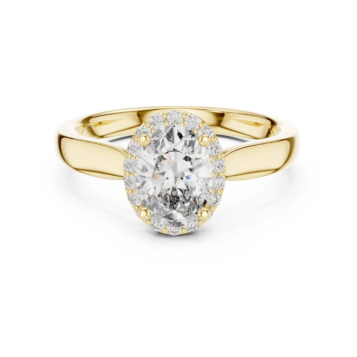 Oval Solitaire Halo Ring