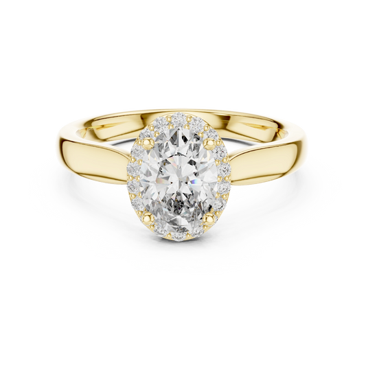 Oval Solitaire Halo Ring