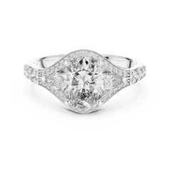 Oval Vintage Ornate Halo Ring