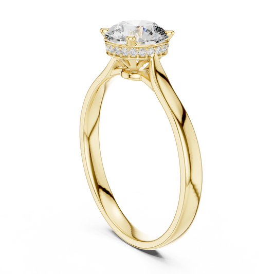 Round Solitaire Hidden Halo Ring