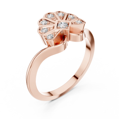 Diamond Art Deco Scallop Ring